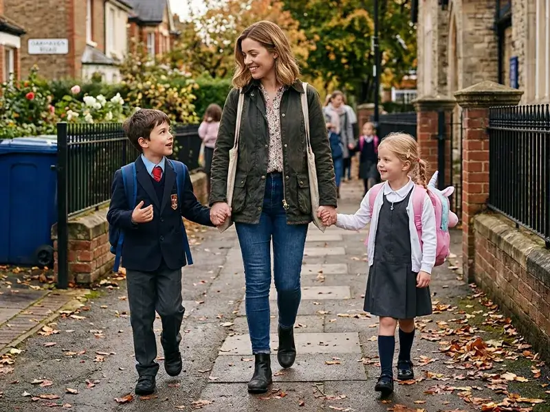 After-School Nanny walking children home in Cambridge
